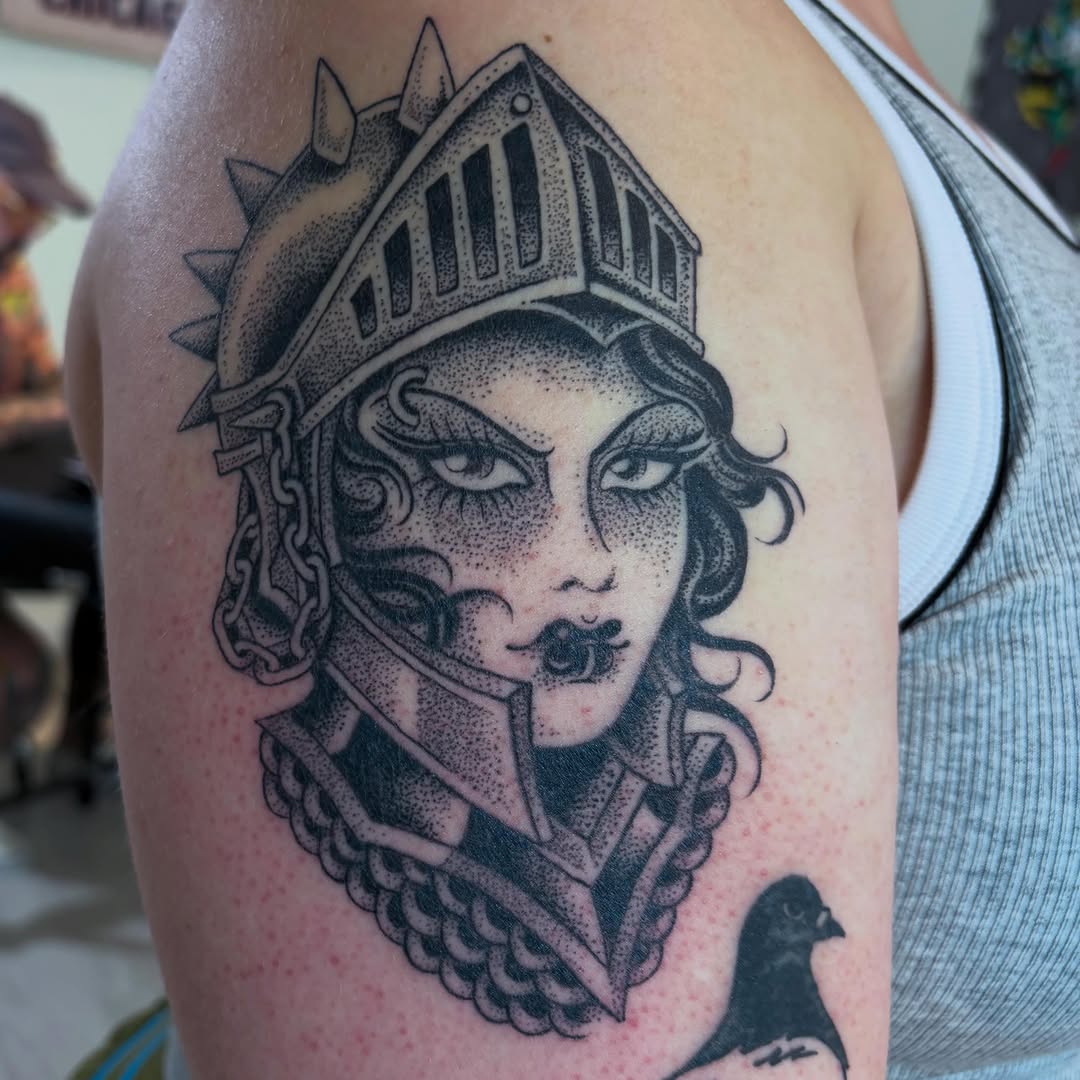 Tattoo by @evilnemec — dotwork, black_and_grey