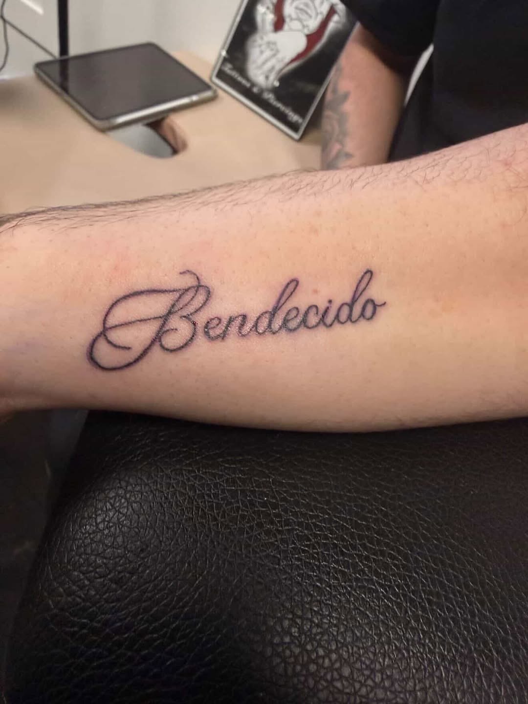 Tattoo by @chicana.mayllc — lettering_script, fine_line