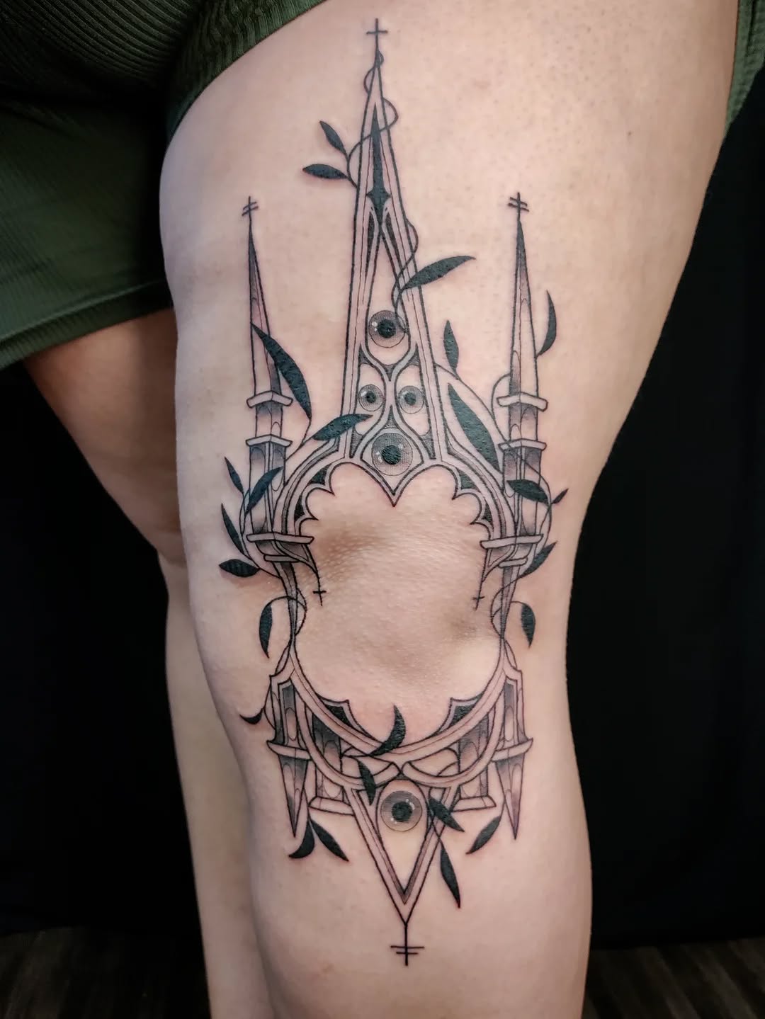 Tattoo by @harvest_moon_tattoos — black_and_grey, ornamental