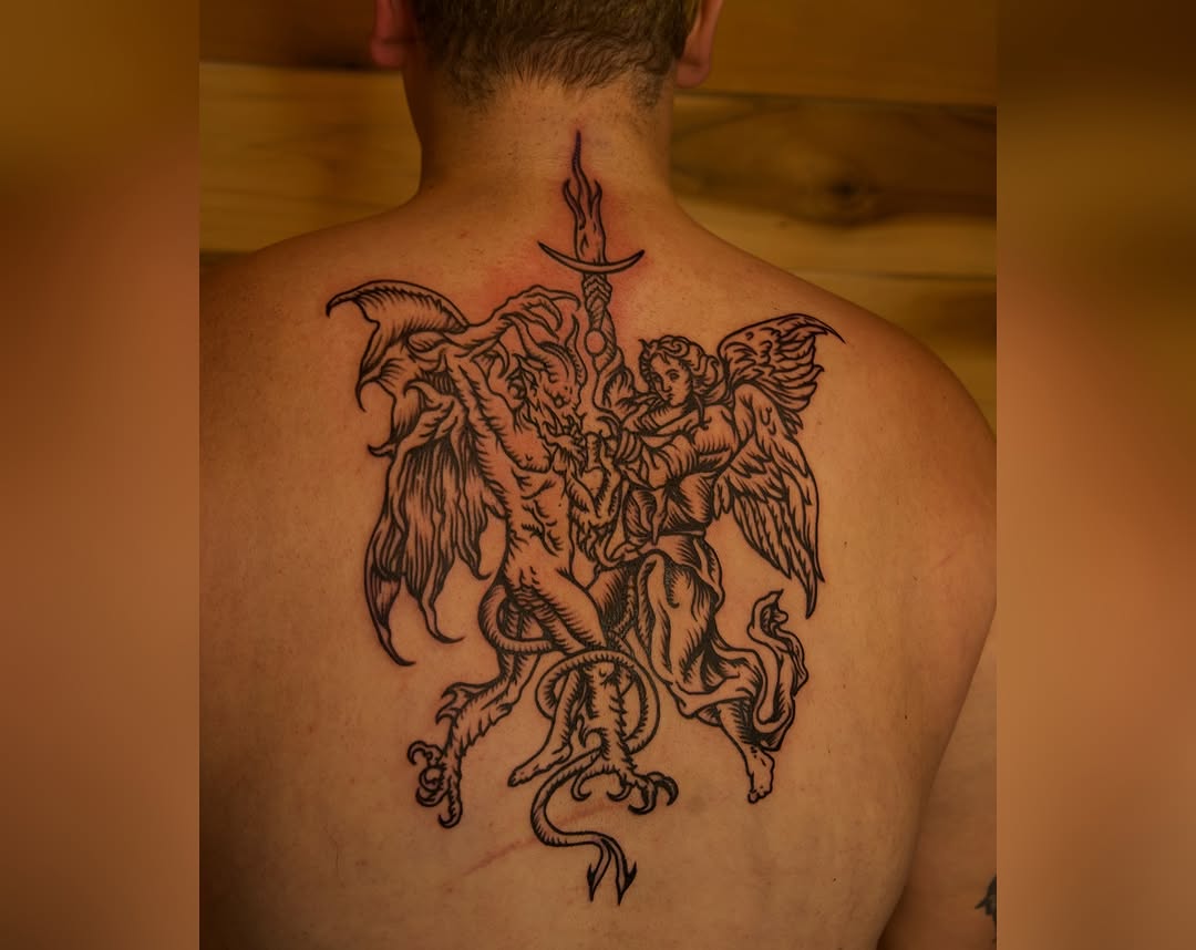 Tattoo by @rue_tattoos โ illustrative, black_and_grey