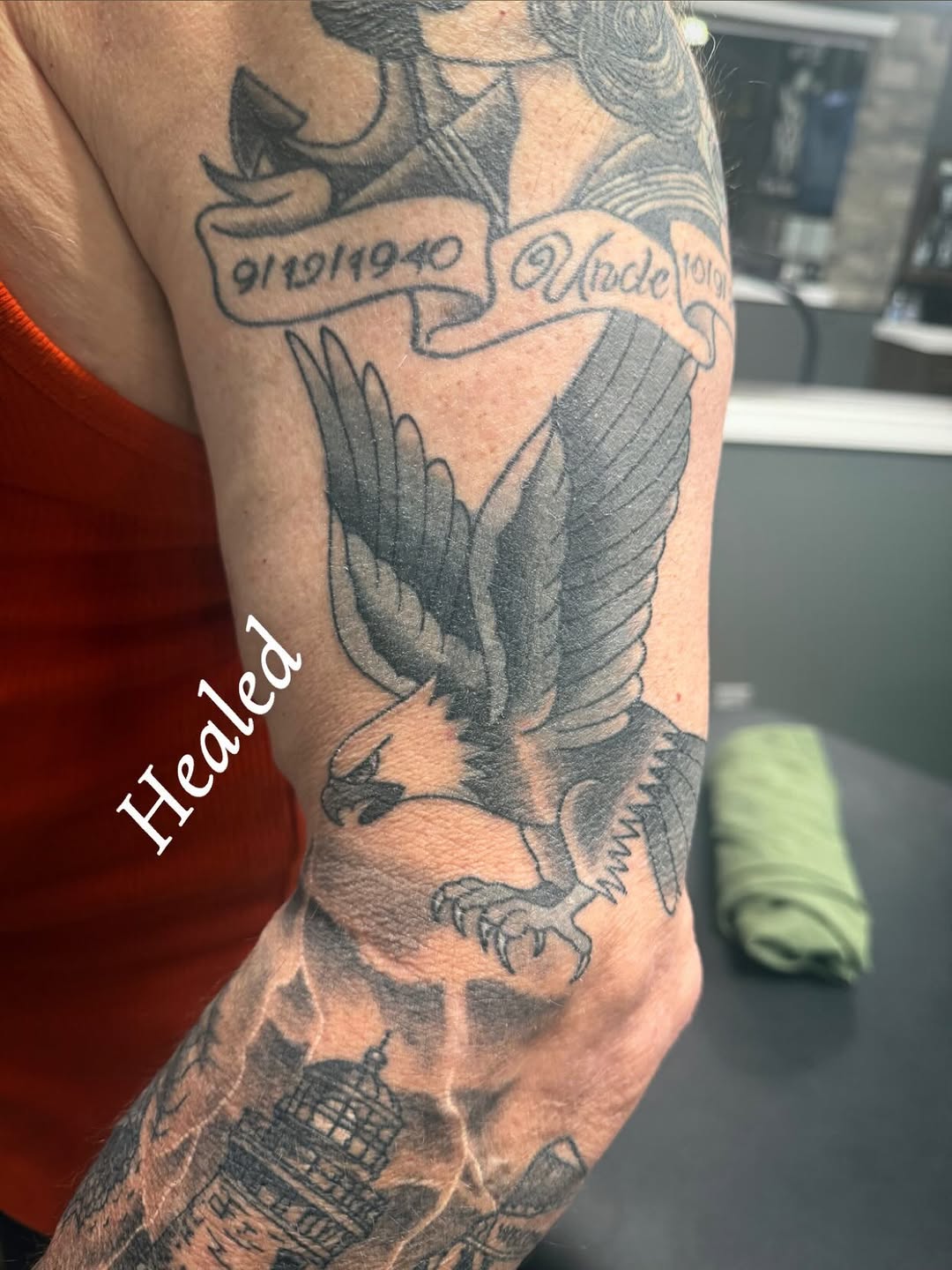 Tattoo by @stabbyroseink — black_and_grey, realism