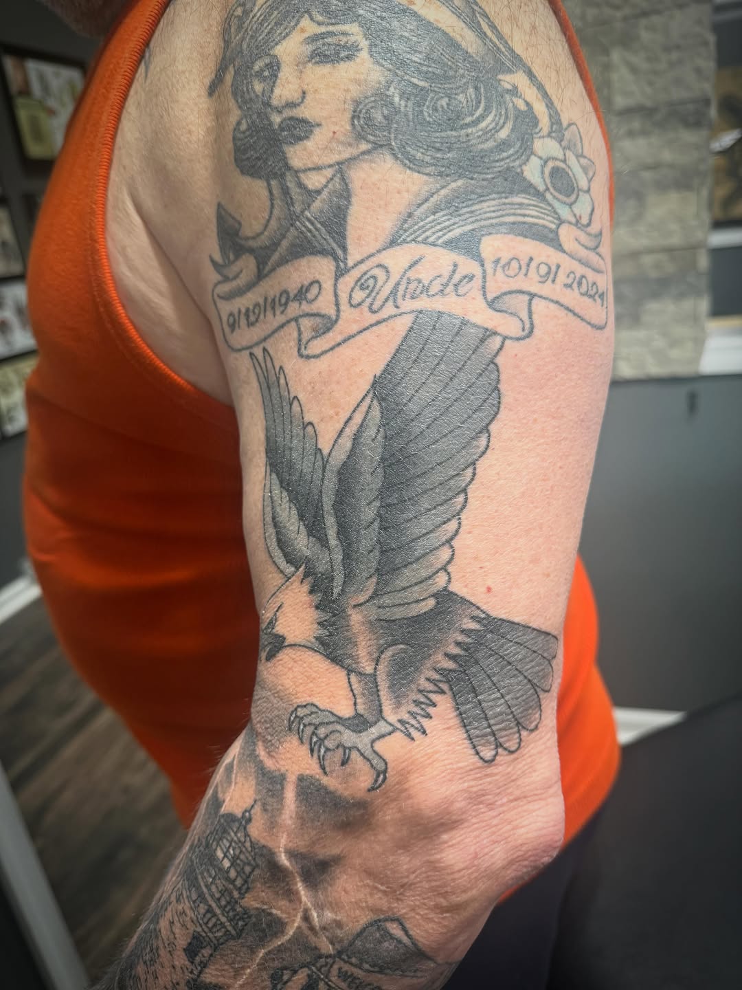 Tattoo by @stabbyroseink — american_traditional, black_and_grey