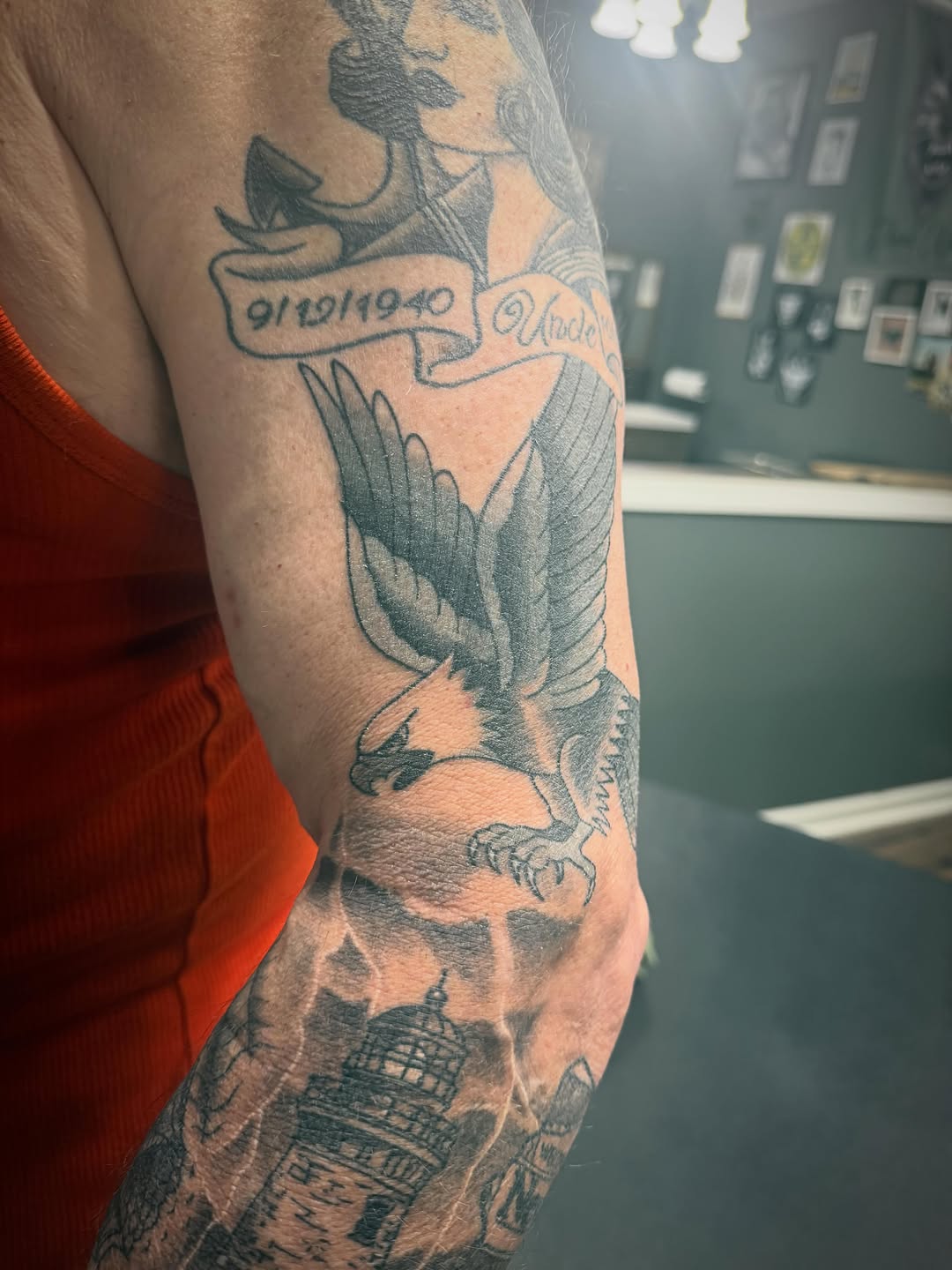 Tattoo by @stabbyroseink — american_traditional, black_and_grey