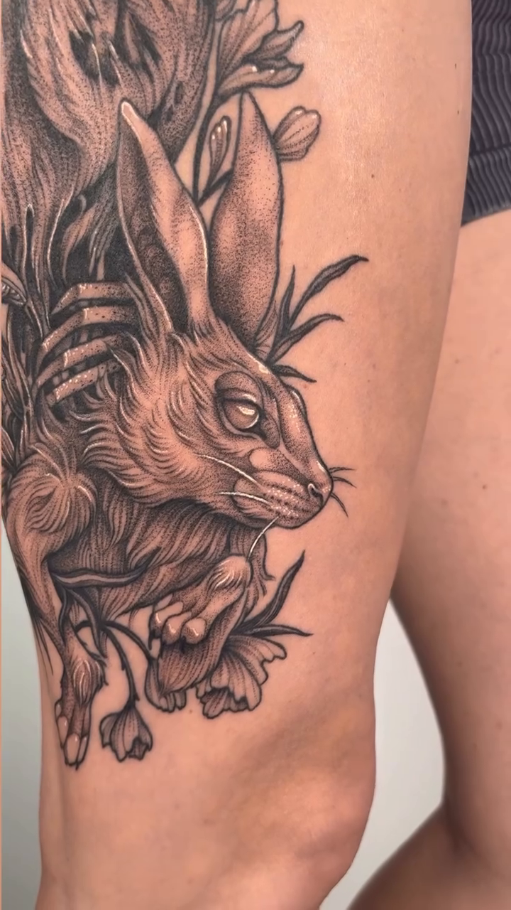 Tattoo by @laneybtattoos — black_and_grey, realism