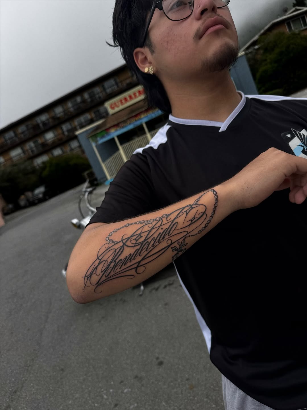 Tattoo by @ecxduzit — lettering_script, chicano