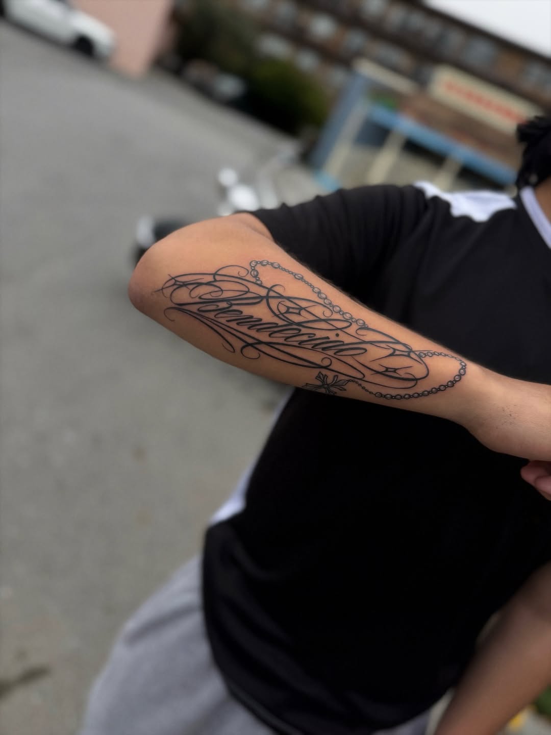 Tattoo by @ecxduzit — lettering_script, ornamental