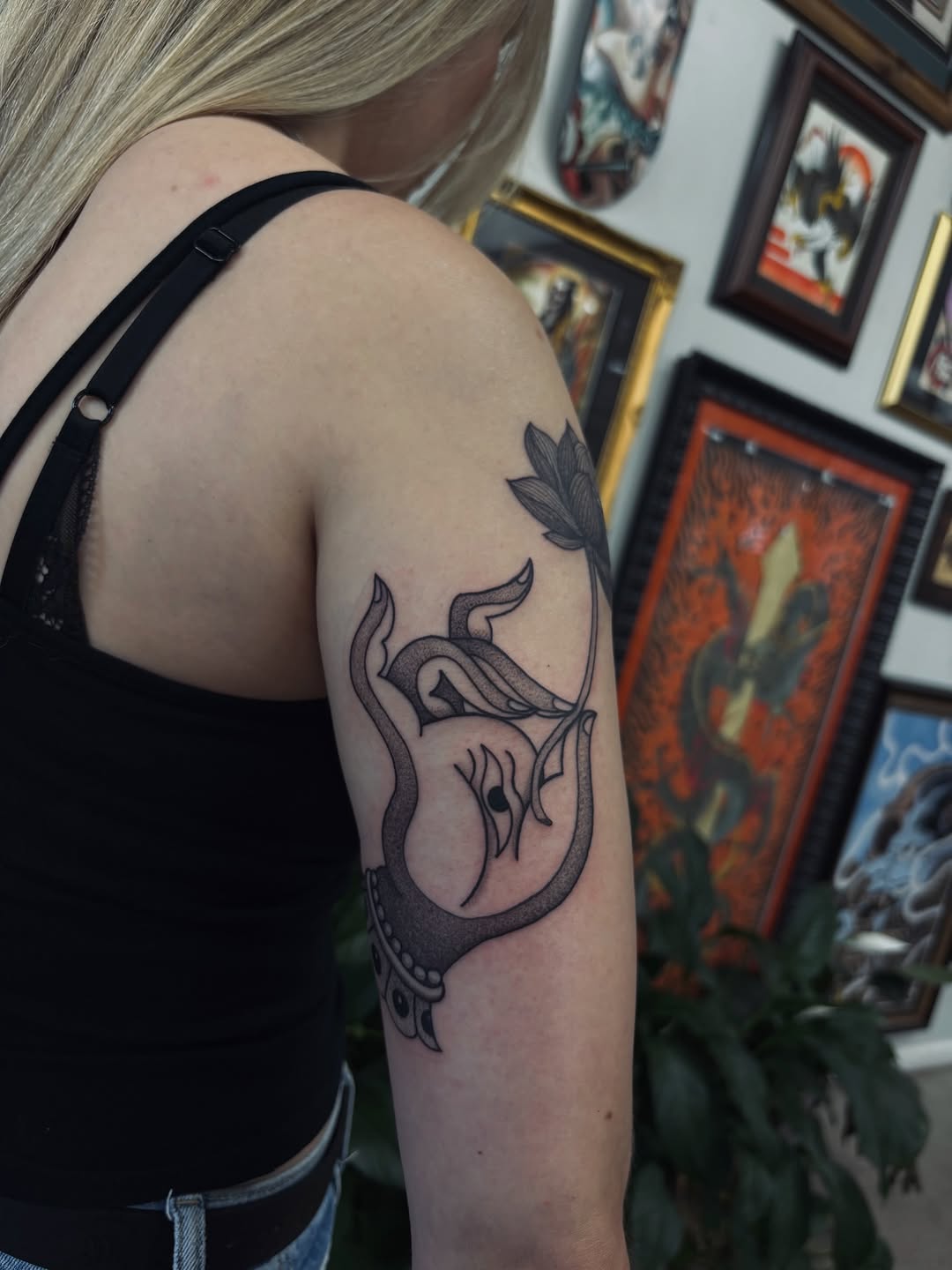 Tattoo by @kolbialexis — dotwork, black_and_grey