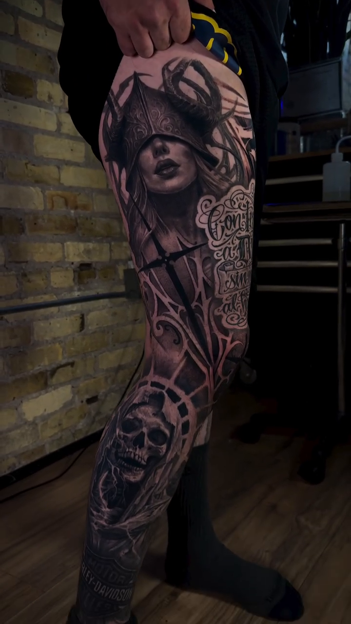 Tattoo by @aaronthomastattoos — black_and_grey, realism