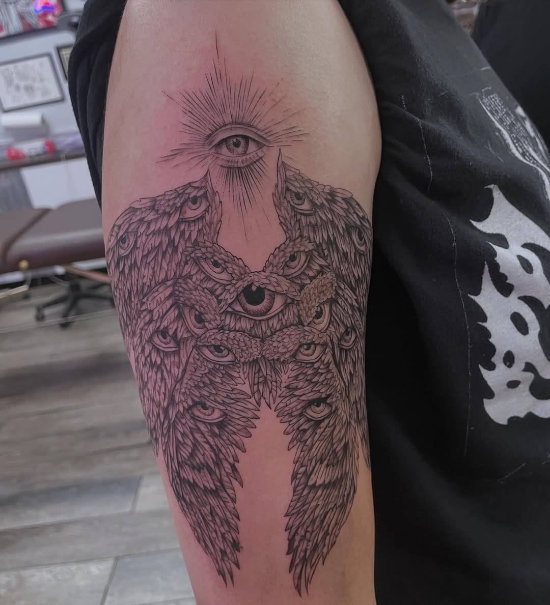 Tattoo by @tattoomebella — black_and_grey, illustrative