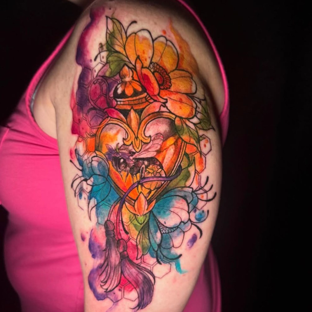 Tattoo by @skunk_punk_ink — watercolor, neo_traditional