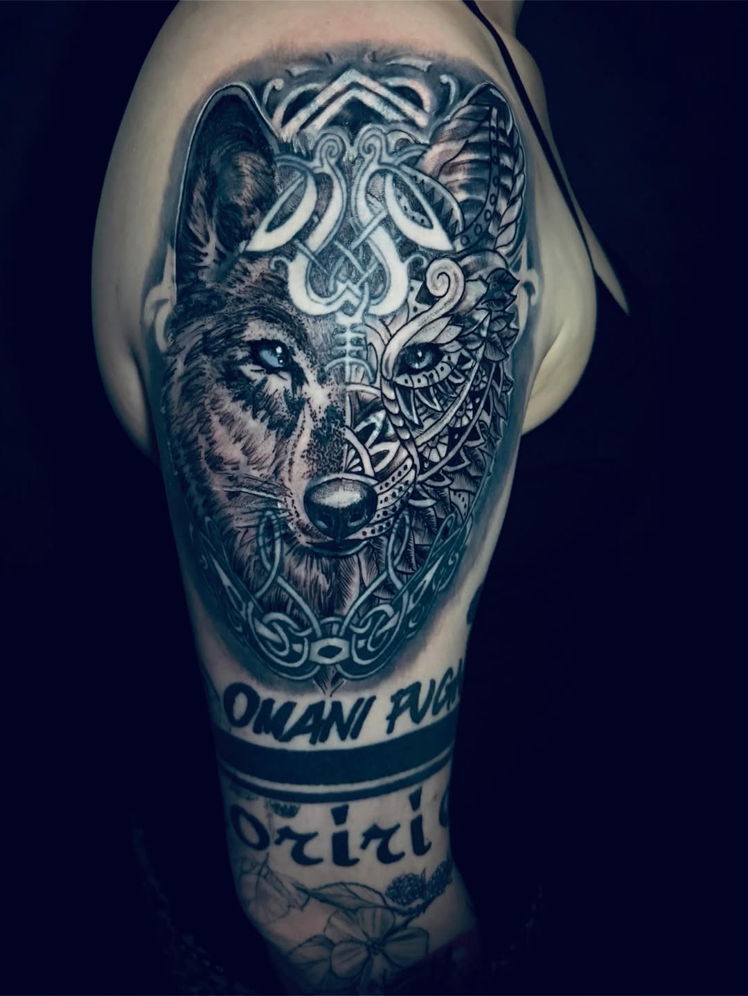 Tattoo by @tosh.pointo.tattoos — realism, geometric