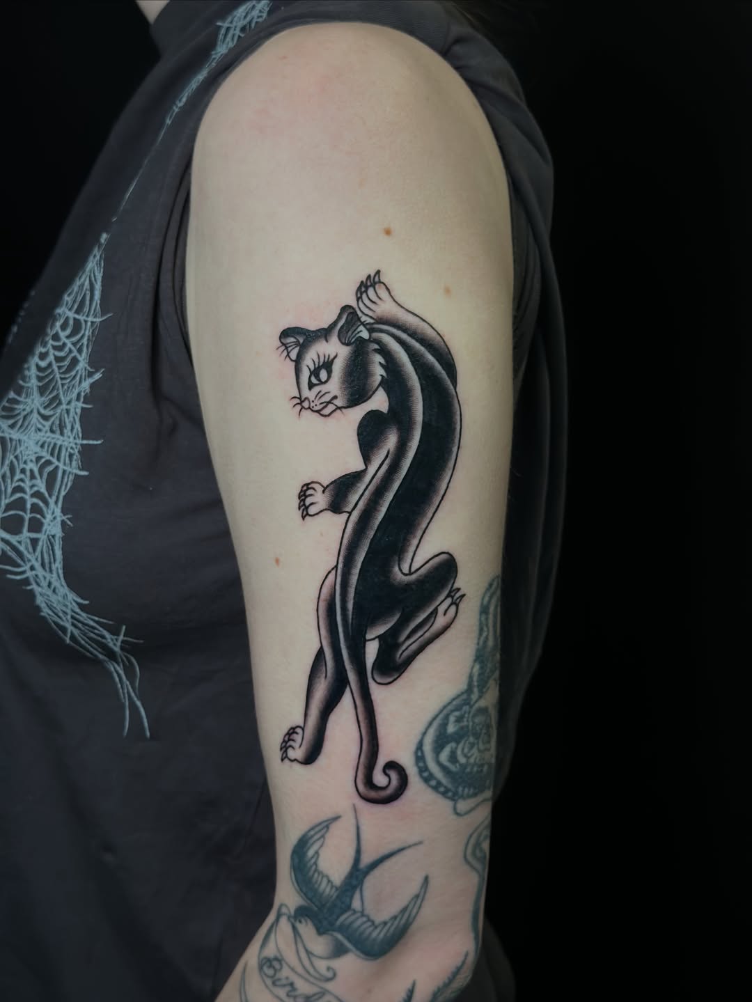Tattoo by @tyylerbydesign — american_traditional, black_and_grey