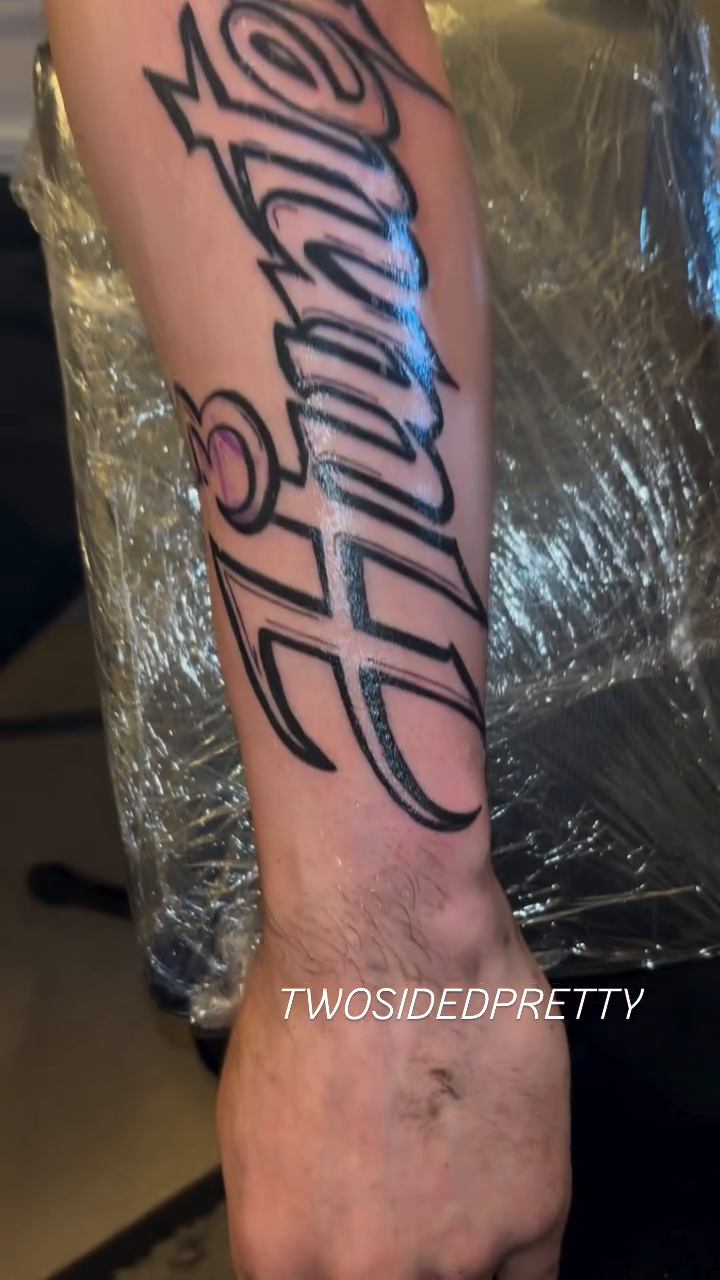 Tattoo by @twosidedpretty โ lettering_script