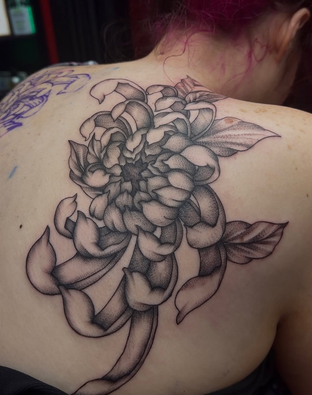 Tattoo by @tatsbycurtii — dotwork, black_and_grey