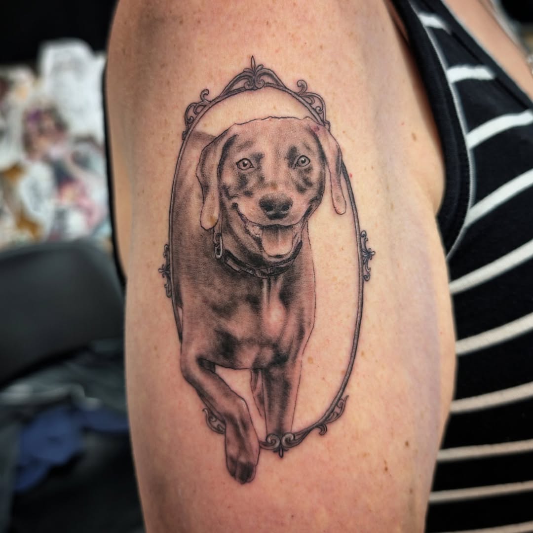 Tattoo by @yourferalfriend β realism, black_and_grey