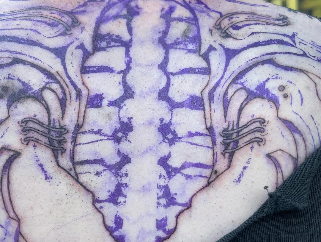 Tattoo by @initiationoftorture — illustrative, blackwork