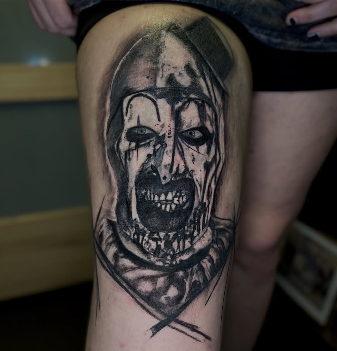 Tattoo by @tat2garrett — dark_realism, black_and_grey