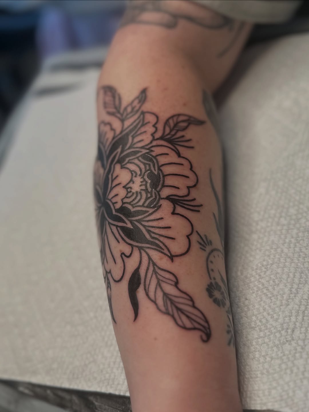 Tattoo by @grimefrogtattoos — black_and_grey, fine_line