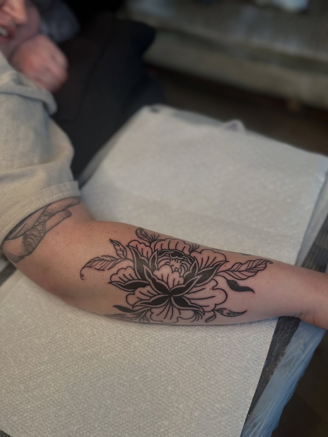 Tattoo by @grimefrogtattoos — blackwork