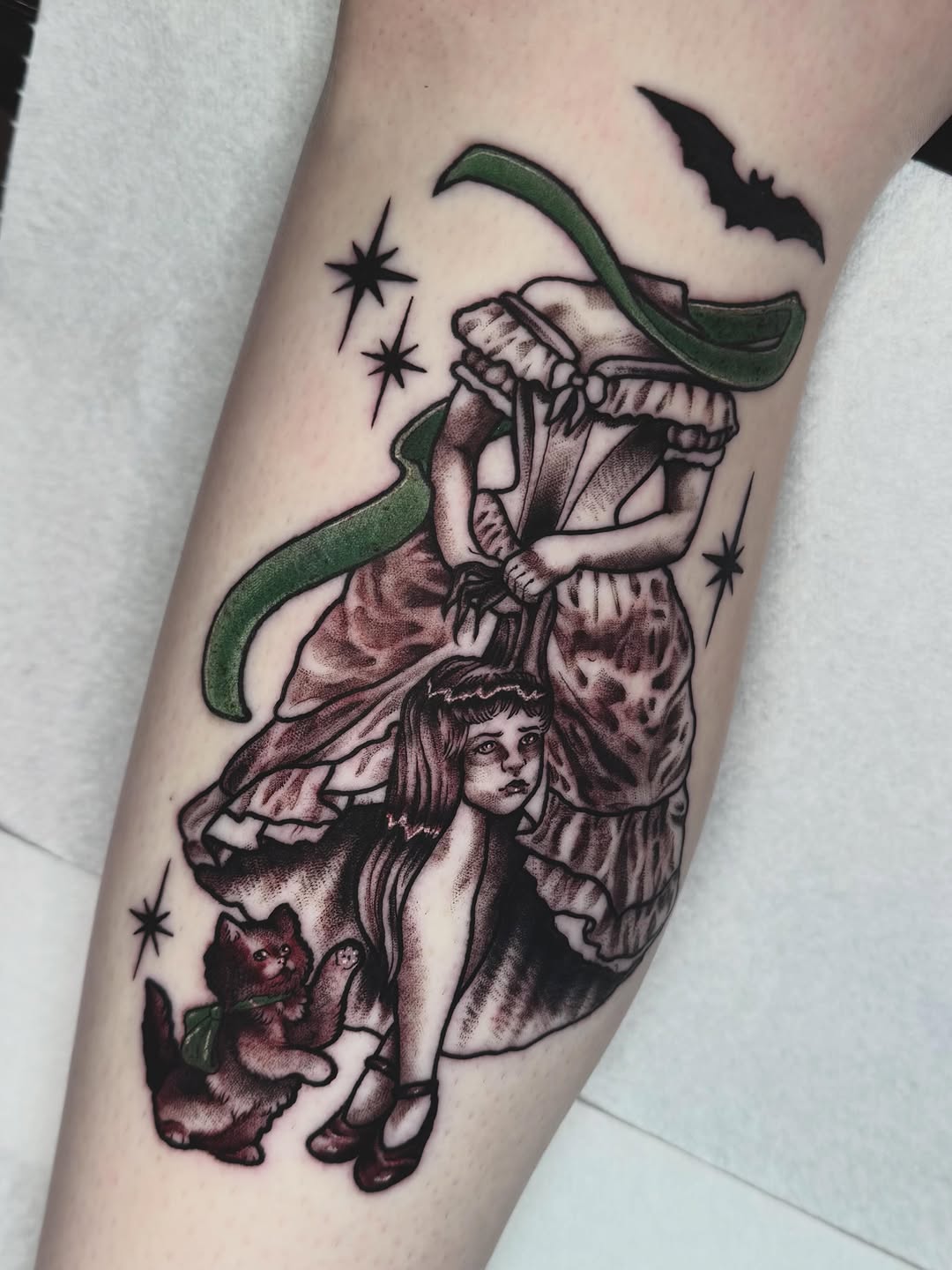 Tattoo by @starrdvst_ โ dark_realism, black_and_grey