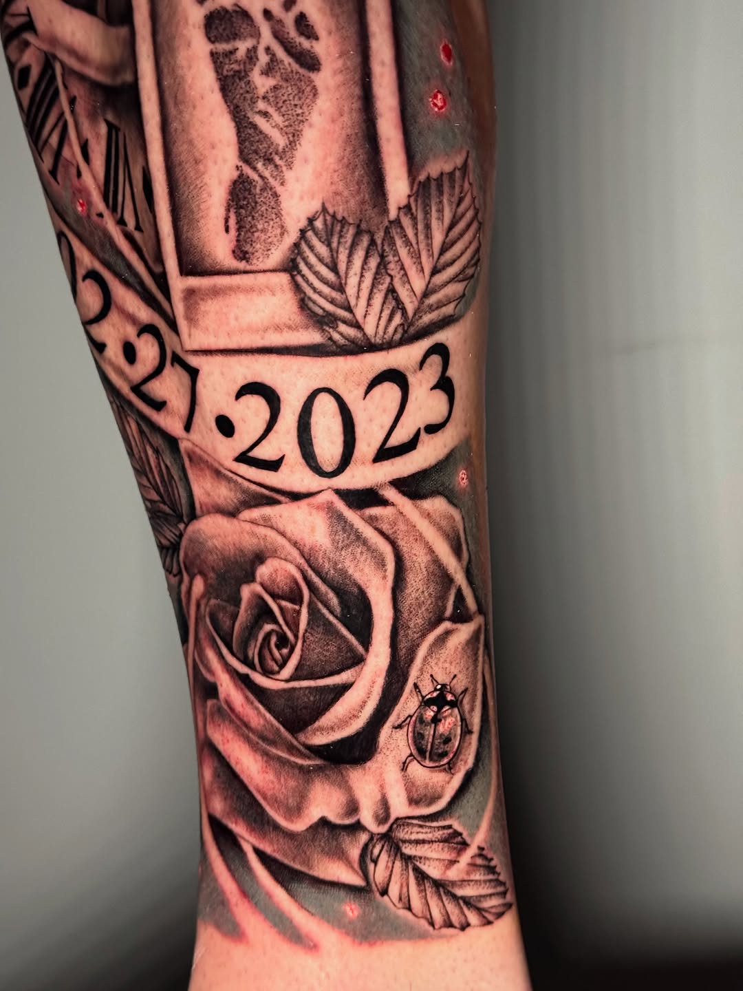Tattoo by @monicas_tattoos — realism, black_and_grey