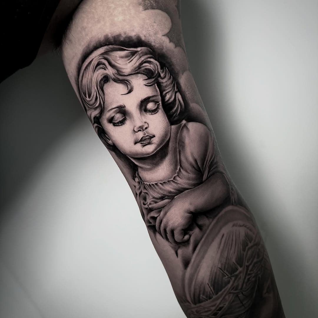 Tattoo by @yowmadfboy — realism, black_and_grey