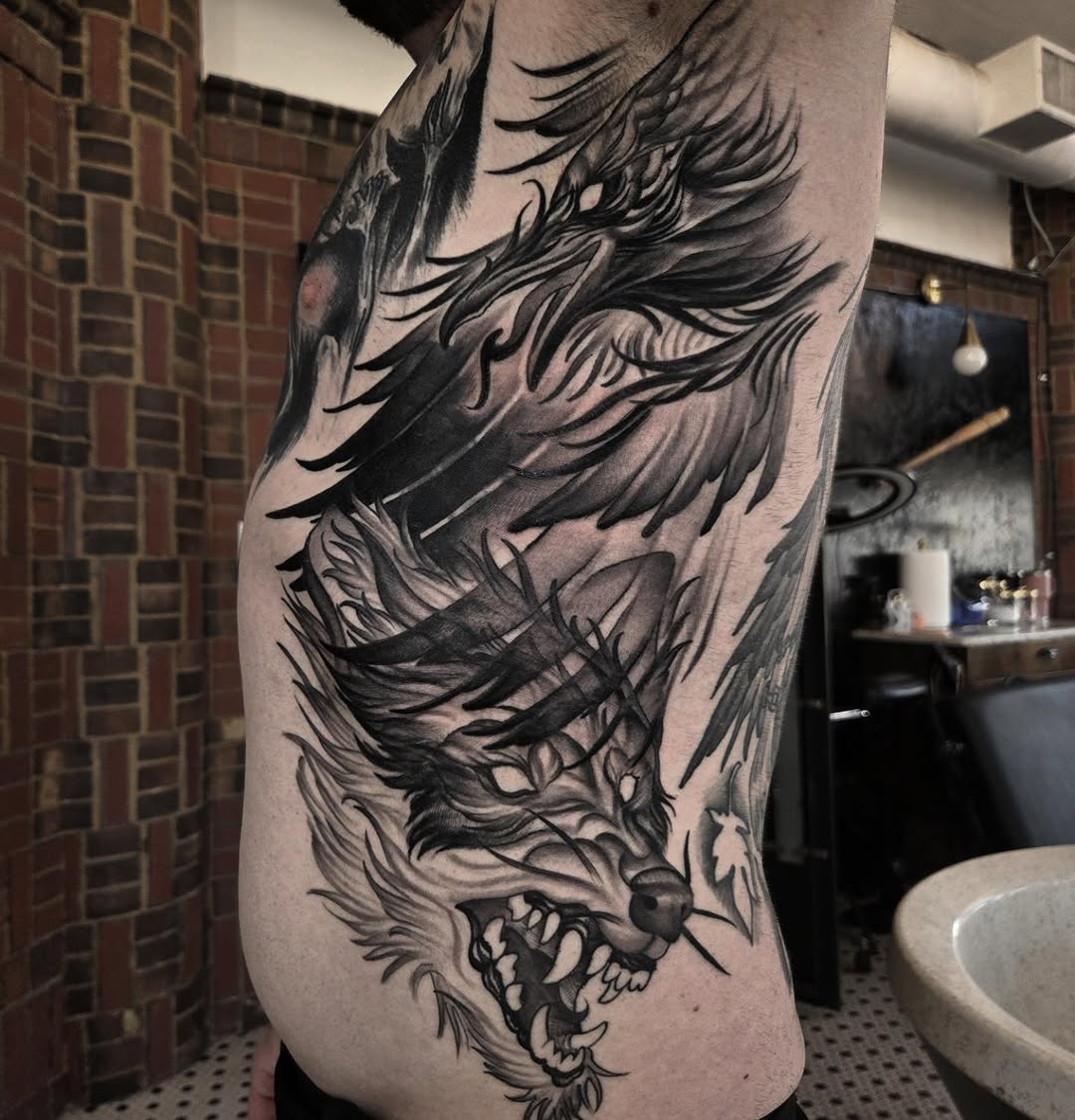 Tattoo by @nine.crows โ blackwork, illustrative