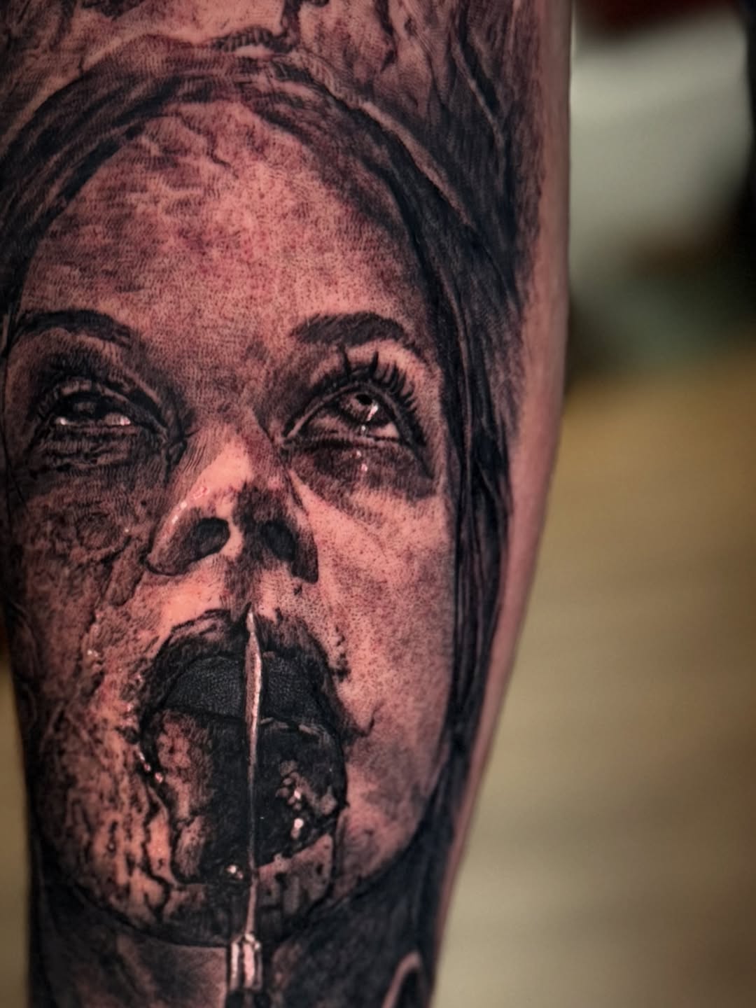 Tattoo by @bigbadwolftattoos — dark_realism, black_and_grey