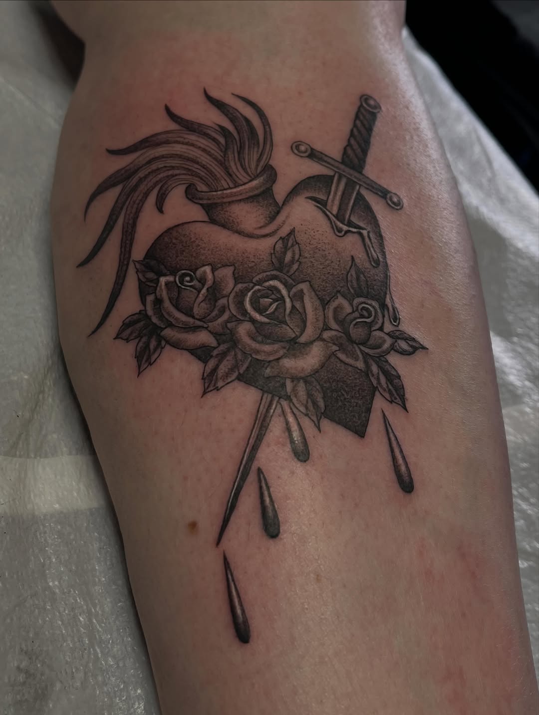Tattoo by @adamhabecker — black_and_grey, chicano