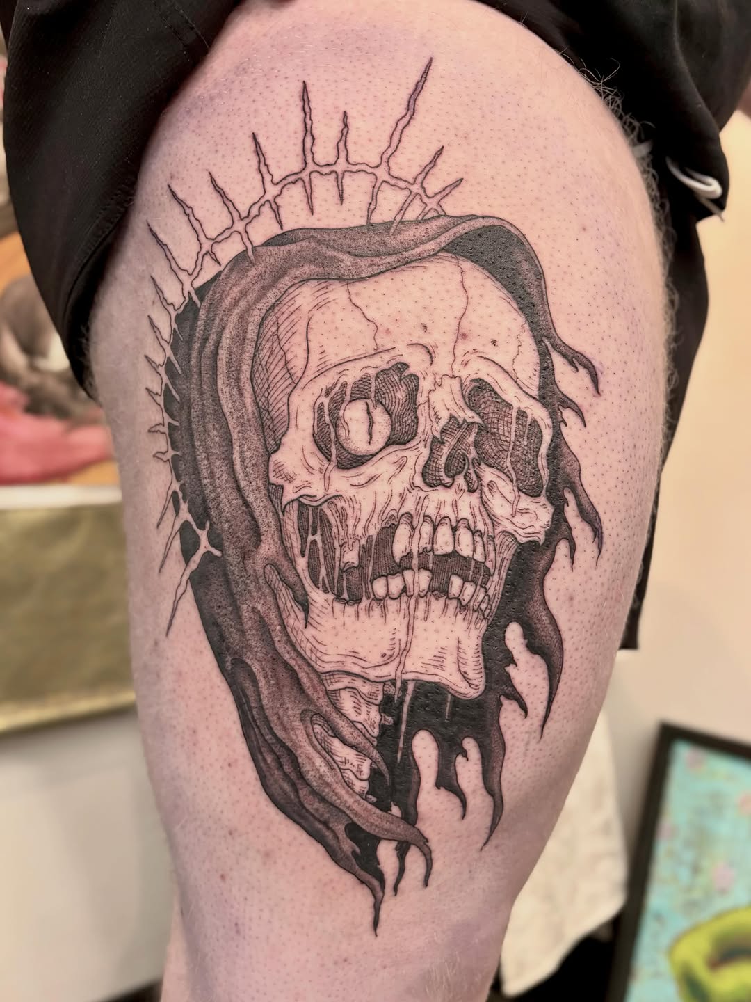 Tattoo by @softcorehorror — dark_realism, black_and_grey