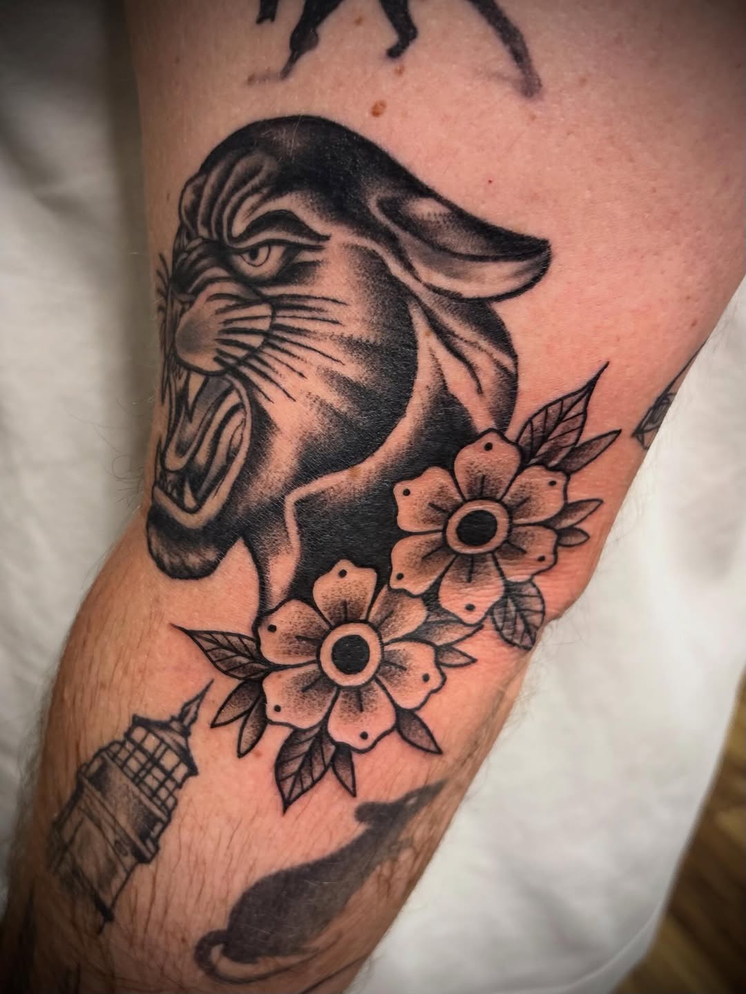 Tattoo by @harmo.ink — american_traditional, black_and_grey