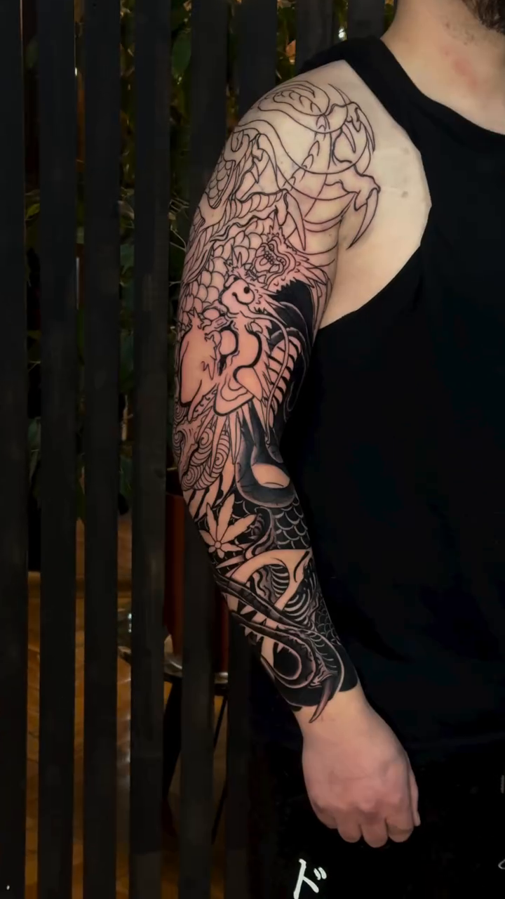 Tattoo by @alezumie — japanese_irezumi, black_and_grey