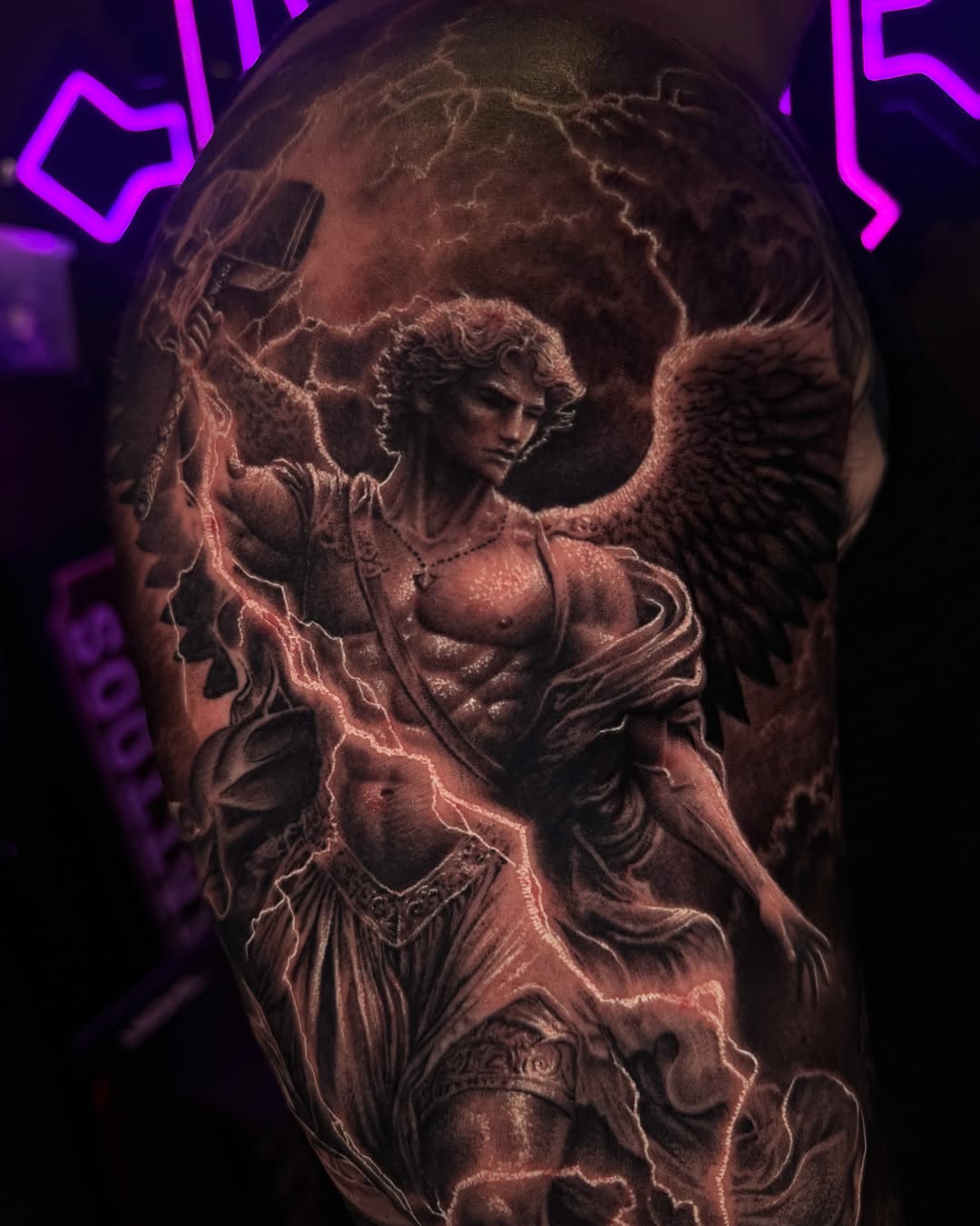 Tattoo by @dukeoftats β realism, black_and_grey