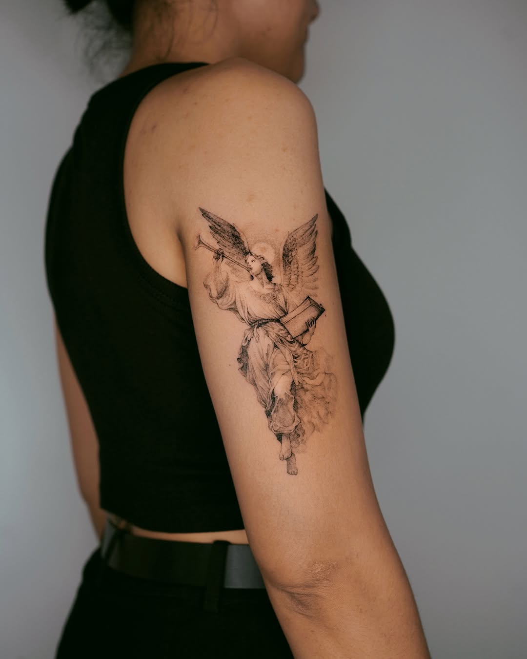 Tattoo by @yeonji_heart โ realism, black_and_grey