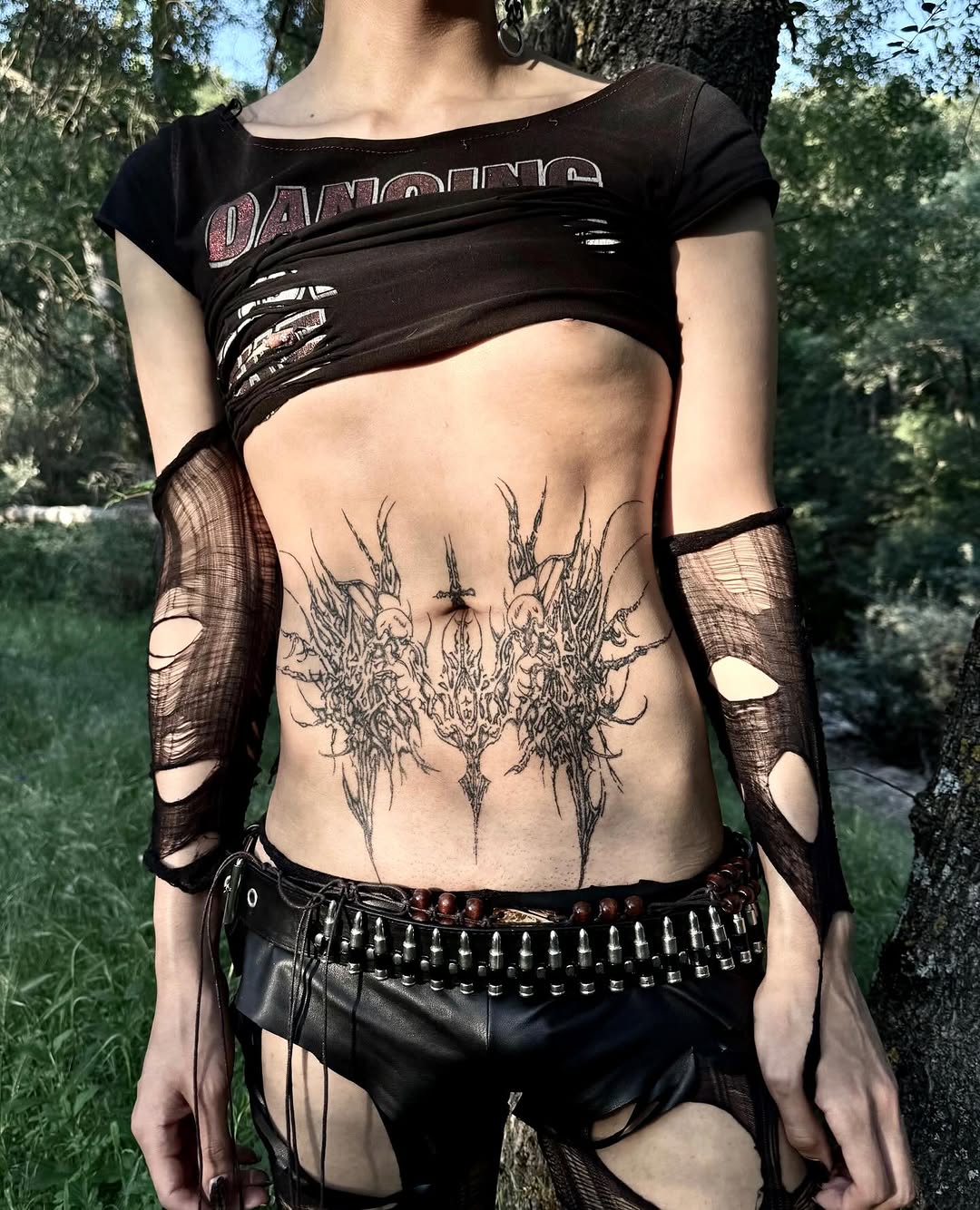 Tattoo by @sangresuciia — blackwork, trash_polka