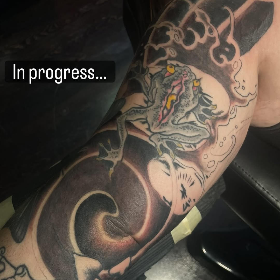 Tattoo by @chrissyungrew — japanese_irezumi, black_and_grey