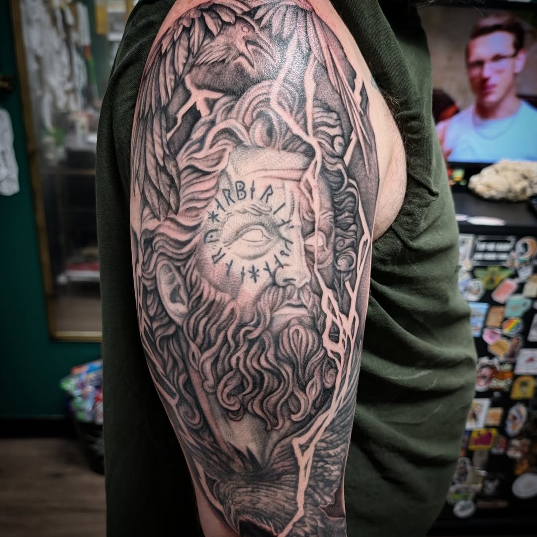 Tattoo by @kenzie_the_barbarian — black_and_grey, realism