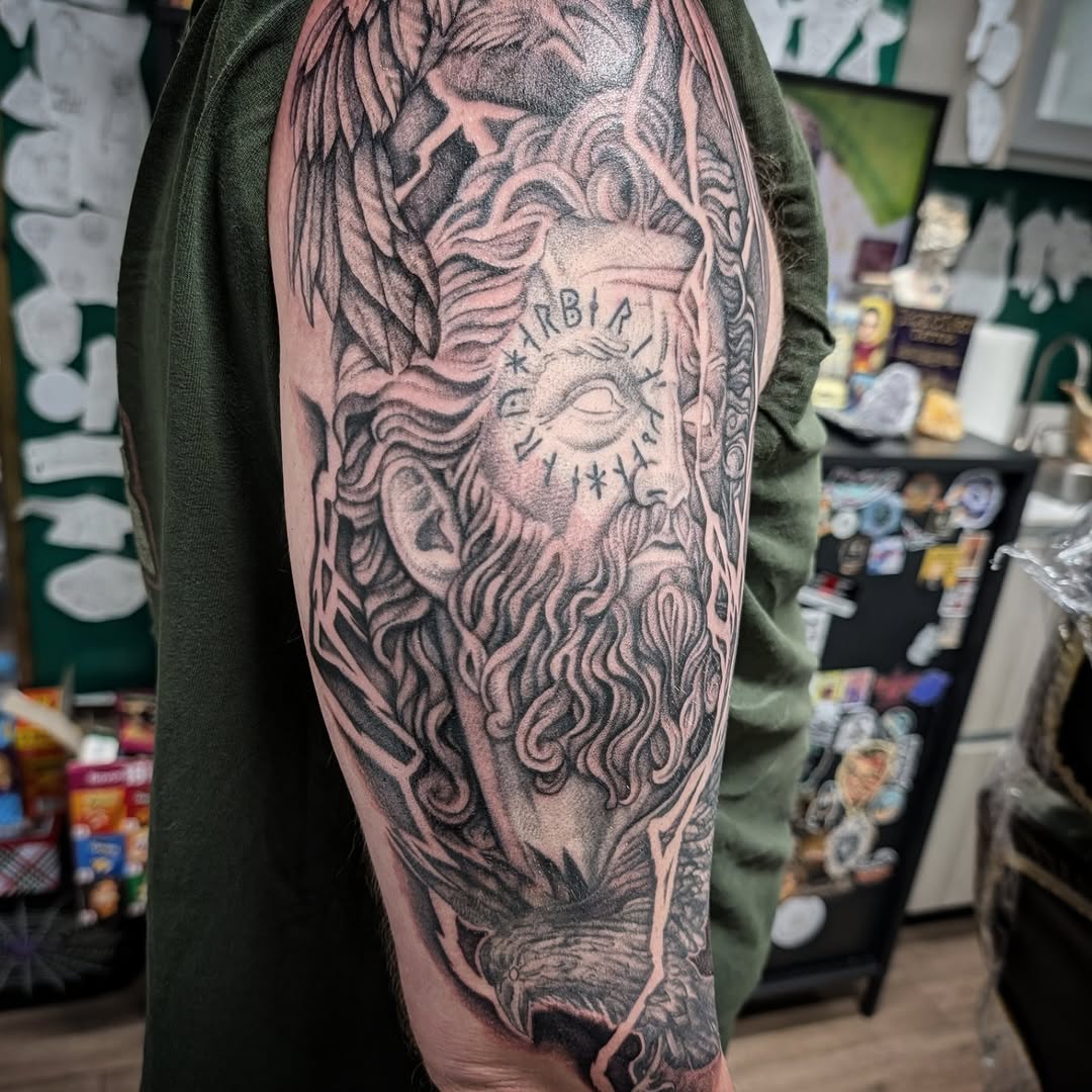Tattoo by @kenzie_the_barbarian — realism, black_and_grey