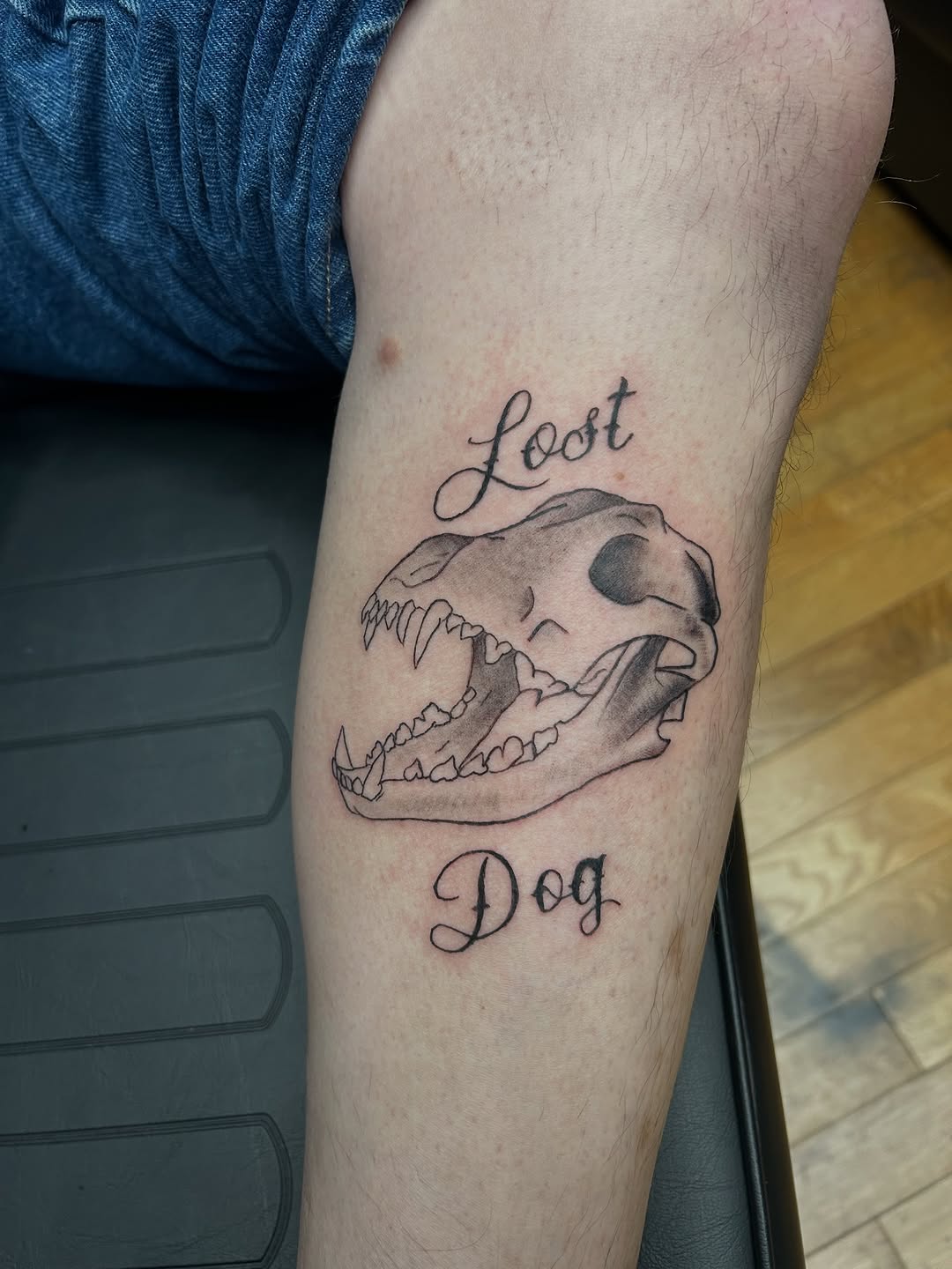 Tattoo by @jessicag_tattoos β lettering_script, black_and_grey