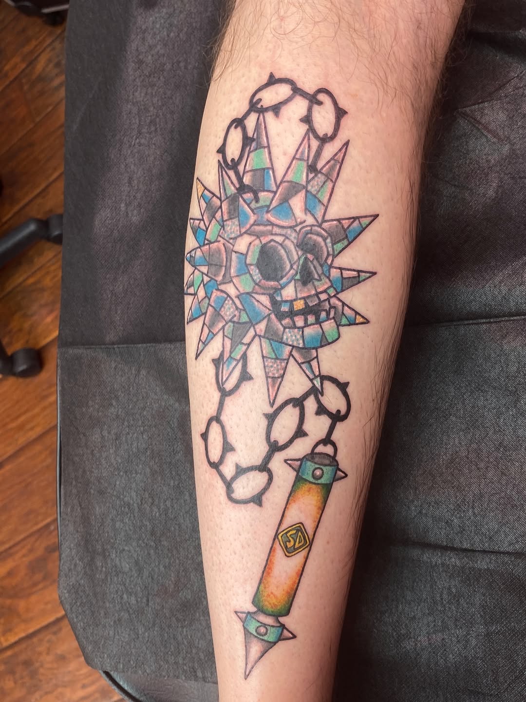 Tattoo by @elliotjayetattoos — new_school, trash_polka
