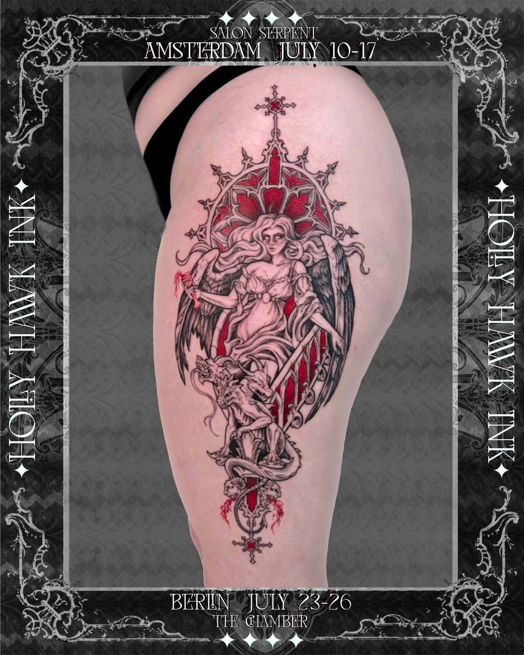 Tattoo by @hollyhawk.ink โ dark_realism, blackwork