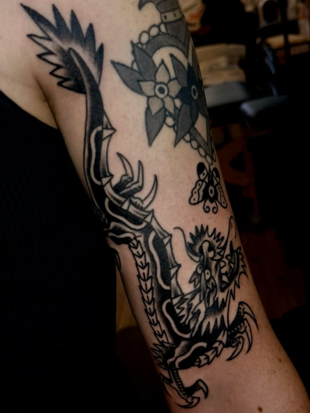 Tattoo by @zacclarktattoo — american_traditional, black_and_grey