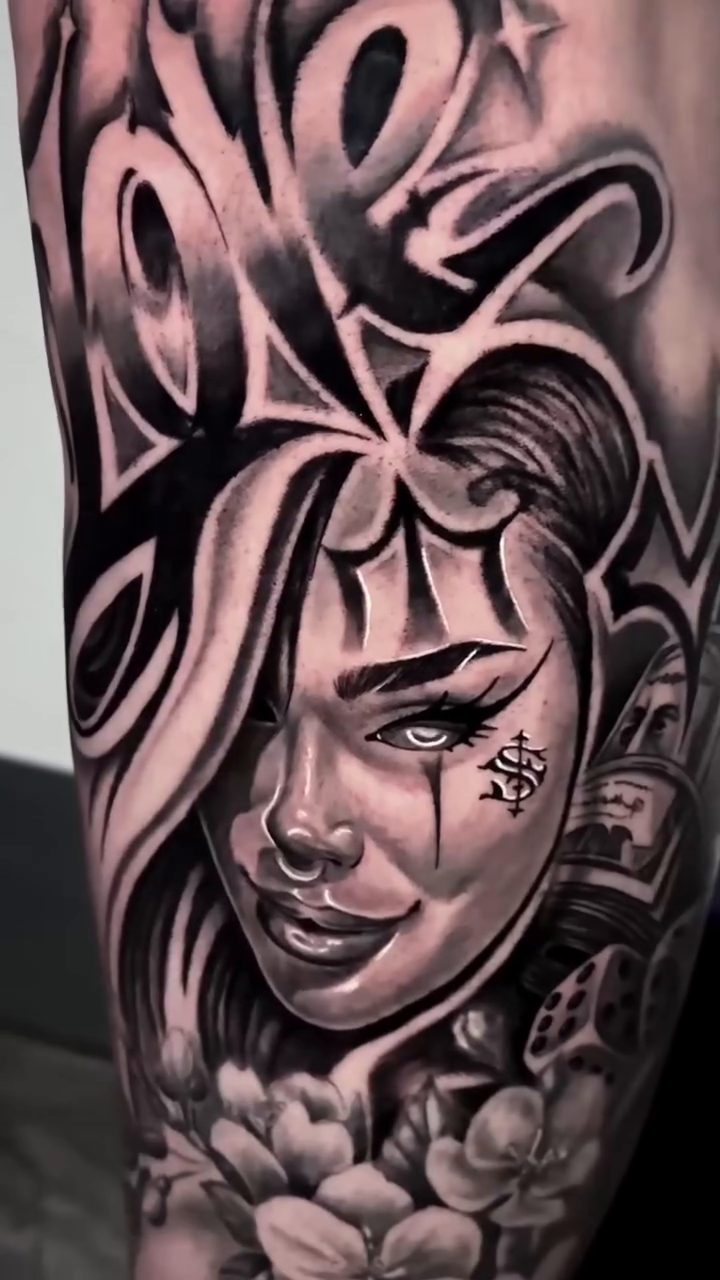 Tattoo by @chrisptats — chicano, black_and_grey