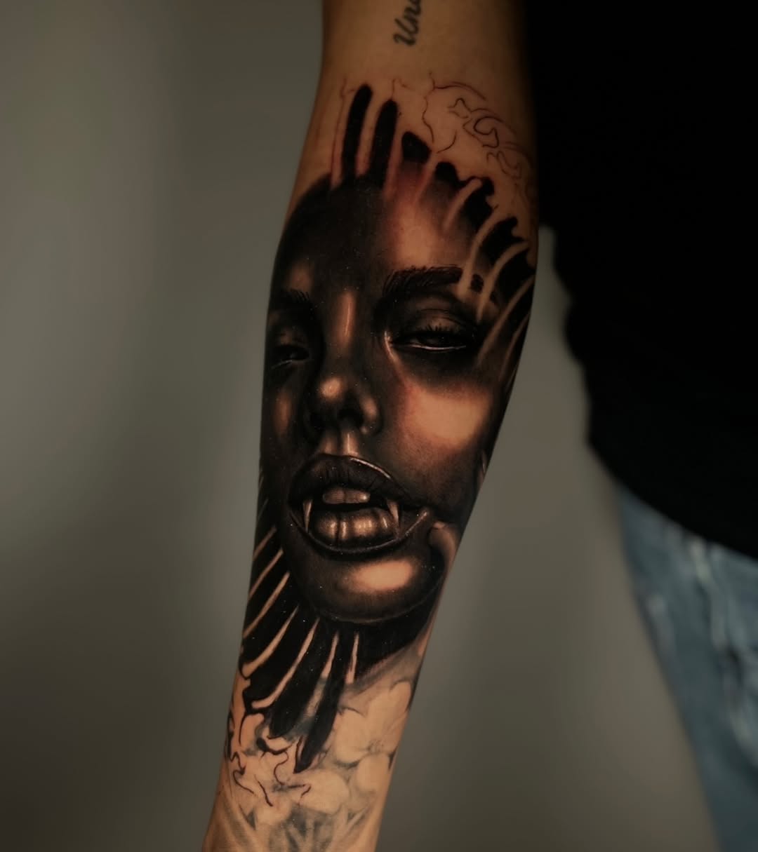 Tattoo by @lalyinkz — black_and_grey, realism