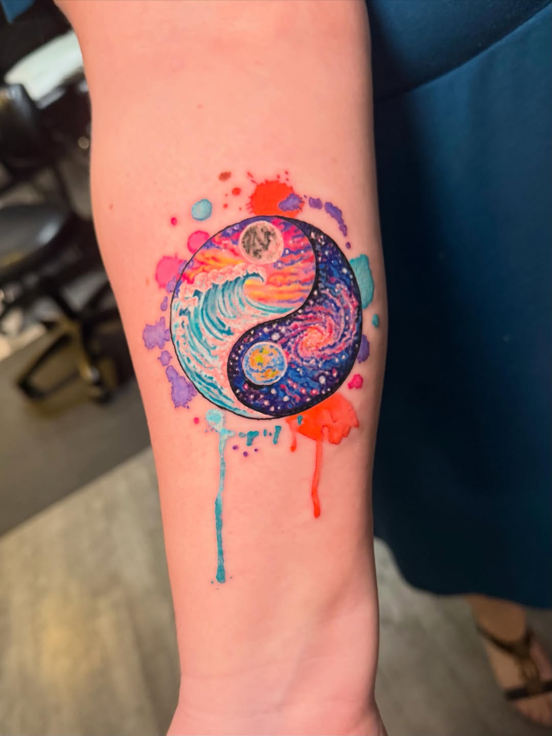 Tattoo by @stevielichous — watercolor, geometric