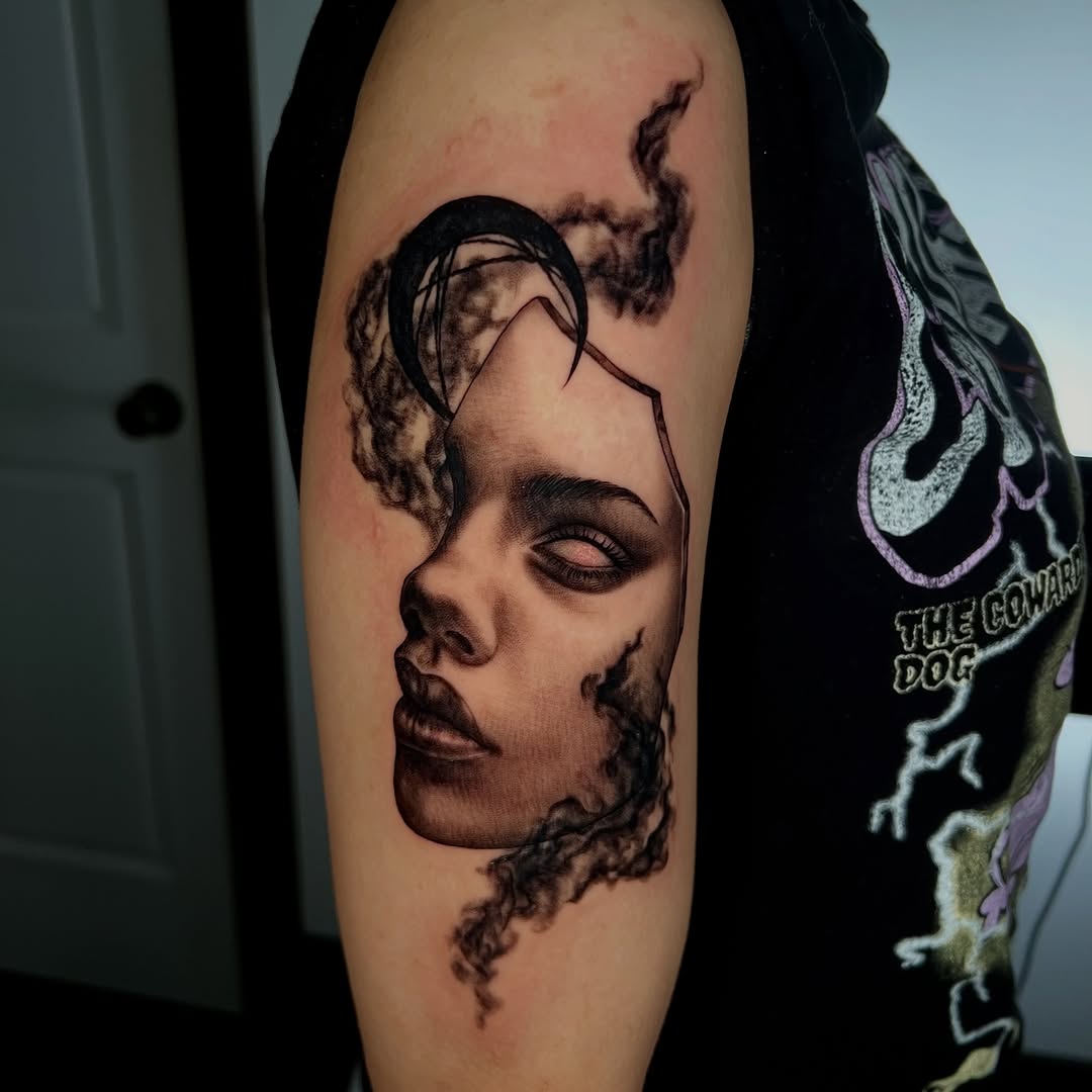 Tattoo by @zombiecattats โ realism, black_and_grey