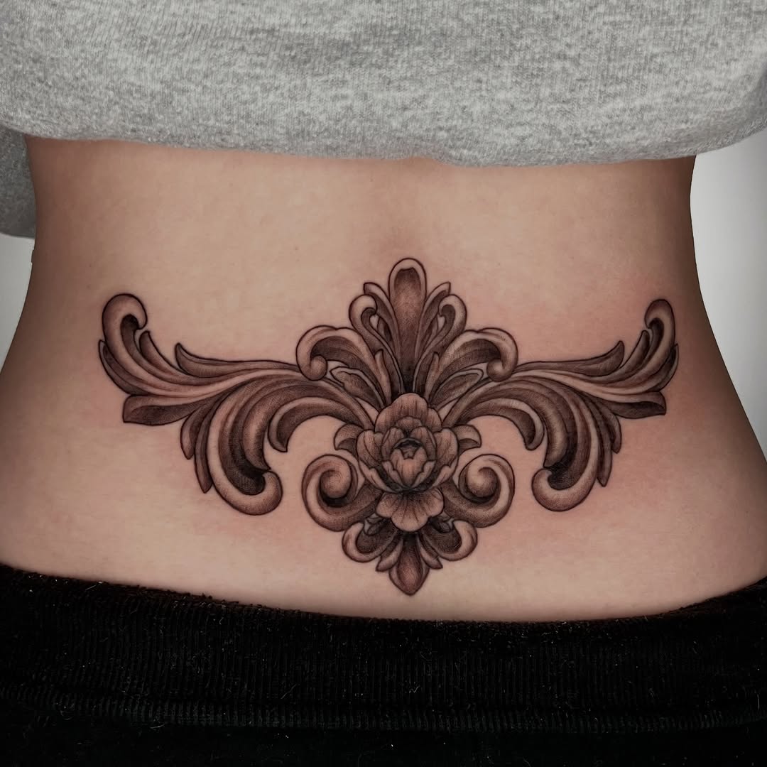 Tattoo by @zombiecattats โ ornamental, black_and_grey