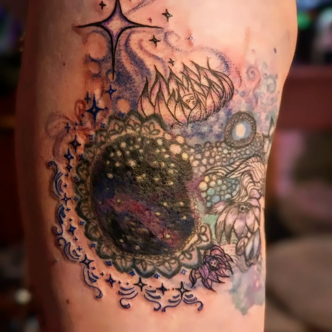 Tattoo by @sarah.pi.tattoo — watercolor, illustrative