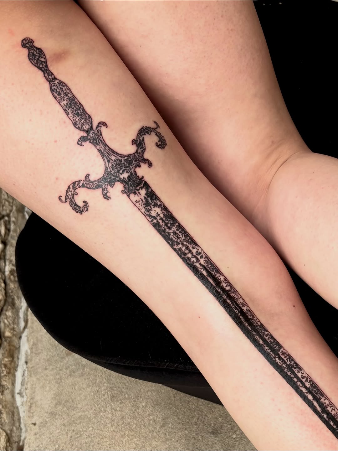 Tattoo by @kylahamin — illustrative, blackwork