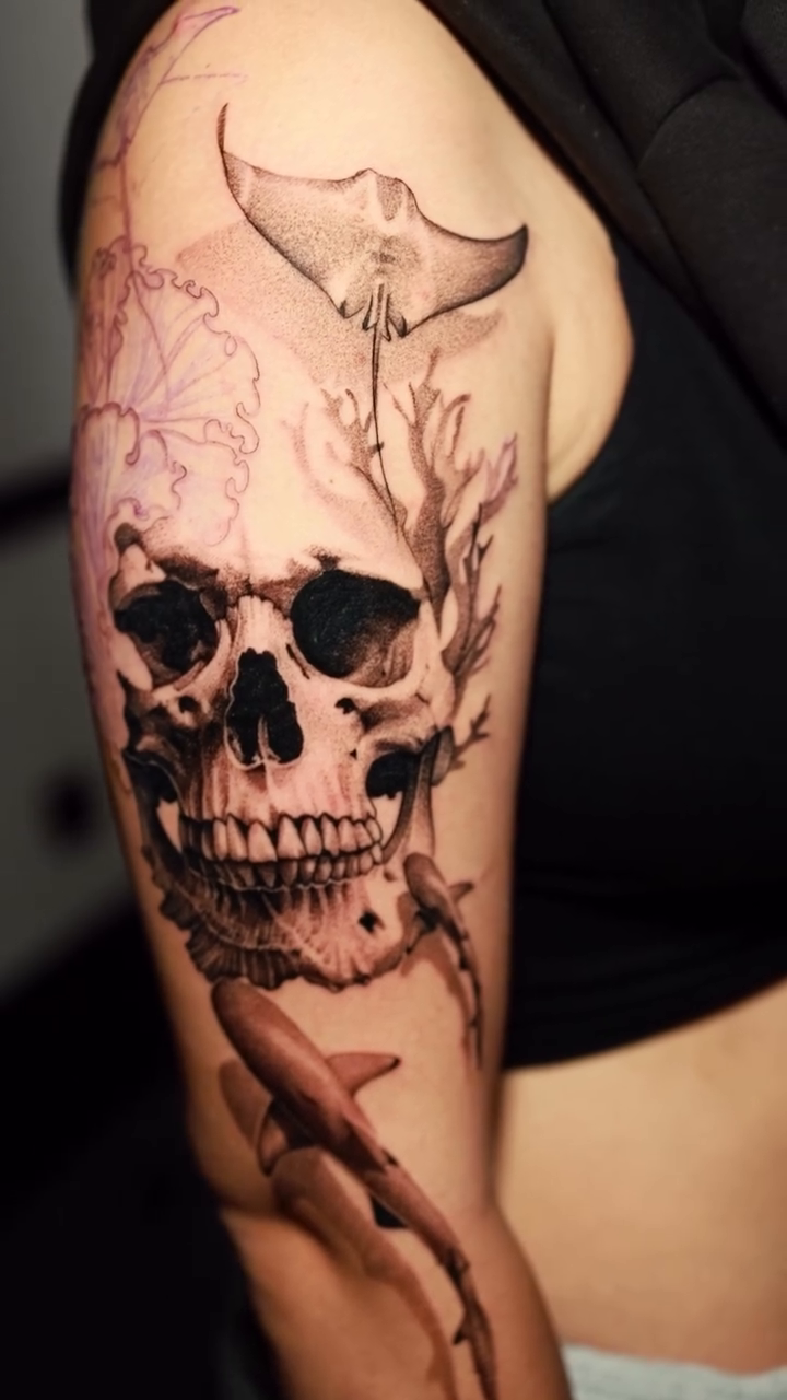 Tattoo by @juan_haka — dark_realism, black_and_grey